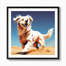 Golden Retriever Dog In The Desert, colorful dog illustration, dog portrait, animal illustration, digital art, pet art, dog artwork, dog drawing, dog painting, dog wallpaper, dog background, dog lover gift, dog décor, dog poster, dog print, pet, dog, vector art, dog art Art Print