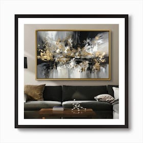 Abstract Gold And Black Painting Art Print