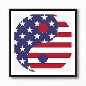 Yang Yin America Flag Abstract Art Print