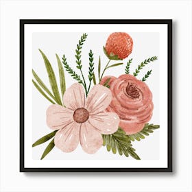 Blooming Beautiful Watercolor Flowers Art Print