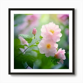 Flowers Leaves Nature Soft Freshness Pastel Botanical Plants Blooms Foliage Serene Delic (17) Art Print