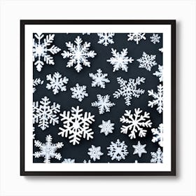 Snowflakes On A Black Background Art Print