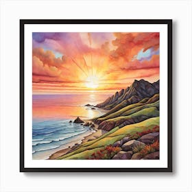 Sunset At The Beach 3 Art Print