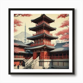 Senso Ji Temple Japan Vintage Travel Art 2 Art Print 1 Art Print