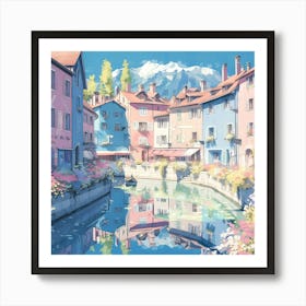 Canal Scene Annecy France Art Print