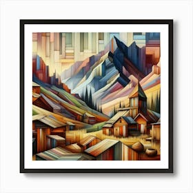 A mixture of modern abstract art, plastic art, surreal art, oil painting abstract painting art e
wooden huts mountain montain village 7 Art Print