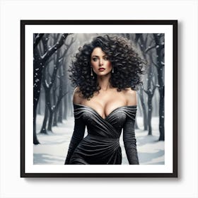 Woman In A Black Dress 1 Art Print