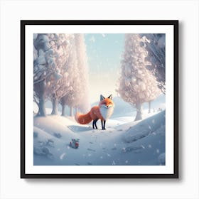 Fox In The Snow 3 Art Print