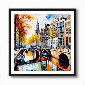 Amsterdam Canal Painting Art Print