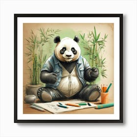 Panda Drawing Art Print