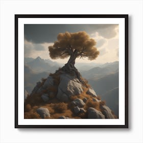 Tree On Top Of A Mountain 10 Art Print