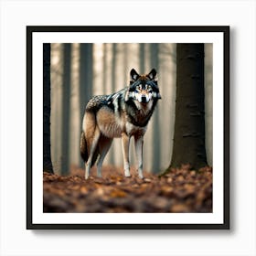 Wolf In The Forest 53 Art Print