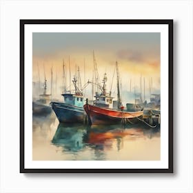 Fishing Boat At Sunset 2 Art Print by ArtCanvasQuest - Fy