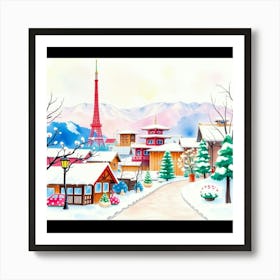 Winter Scene In Japan Art Print