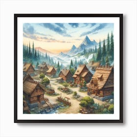 Picturesque Cottage Village 2 Art Print