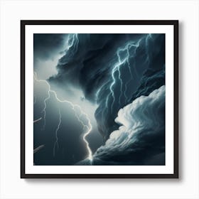 Ocean Storm With Large Clouds And Lightning 19 Art Print