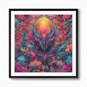 Imagination, Trippy, Synesthesia, Ultraneonenergypunk, Unique Alien Creatures With Faces That Looks (20) Art Print