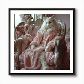 Maincoon Cat In Pink Art Print