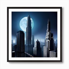 Skyscrapers At Night Art Print