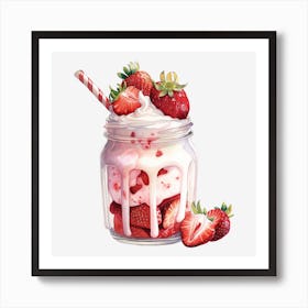 Strawberry Ice Cream In A Mason Jar 1 Art Print