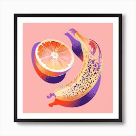 Textural Orange Banana Fruit Art Print