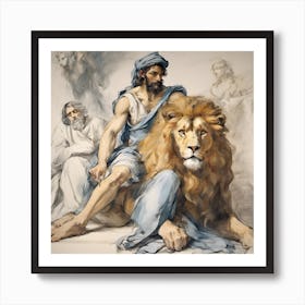 Lion And The Man Art Print