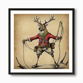 Deer On A Rope Art Print