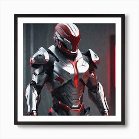 A Futuristic Warrior Stands Tall, His Gleaming Suit And Shining Silver Visor Commanding Attention 2 Art Print