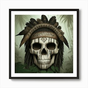 Skull With Feathers 4 Art Print