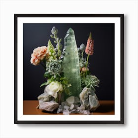 Flowers And Crystals 5 Art Print