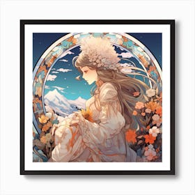 Girl With Long Hair Art Print