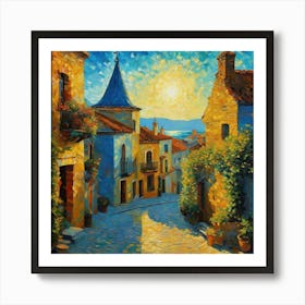 Sunset In A Village fuh Art Print