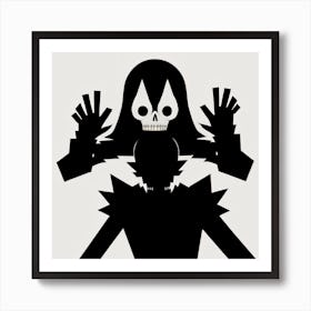 Silhouette Of A Skeleton Art Print