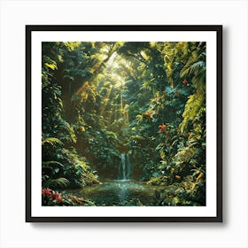 A Stunningly Vivid Scene Of A Tropical Forest Where The Foliage Is So Thick Art Print