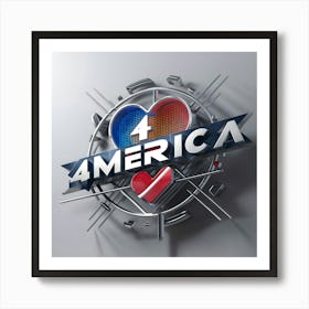 4 July American day Logo Art Print