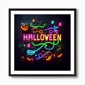 Colorful Neon Halloween Title Art Art Print