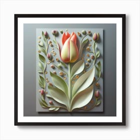 Decorated paper and tulip flower 5 Art Print