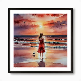 Girl At The Beach Art Print