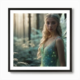 Teal firefly fairy 1 Art Print