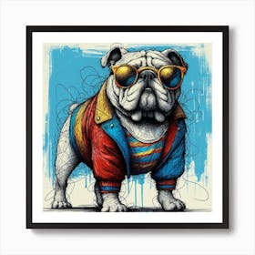 Bulldog With Sunglasses Art Print