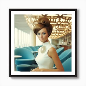 Blue Retro Mod 1960's Airport Lounge Series: #3 Art Print