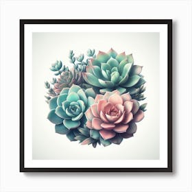 Succulents In A Circle Art Print