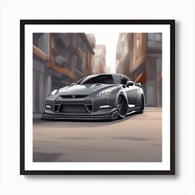 Nissan Gtr city background Art Print