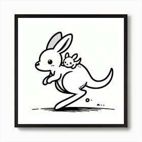 Line Art kangaroo 3 Art Print