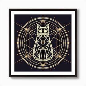 Cat In A Golden Circle Art Print