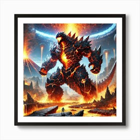 A Colossal Kaiju Named Ignis Rex, The Flame Coloss Art Print