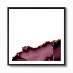 Burgundy & Gold Agate Texture 27 Art Print