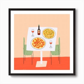 Pizza For Two Square Art Print