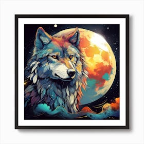 Wolf In The Moonlight Art Print