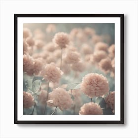 Pink Flowers In A Field Art Print